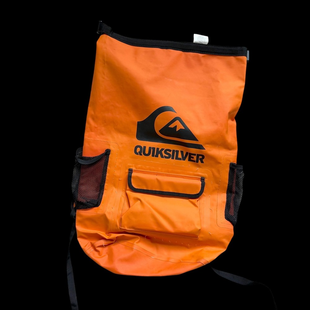 2013 Quiksilver Waterproof Dry Bag Backpack Orange Roll Top Surf Beach Gear Bag